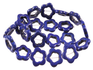 20mm Lapis Magnesite Flower Donuts Beads 15.5" [t364l]