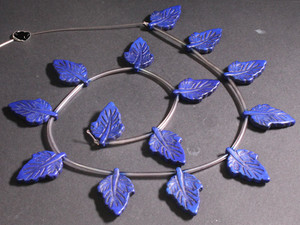 18x28mm Lapis Magnesite Leaf Beads 15.5" [t403l]