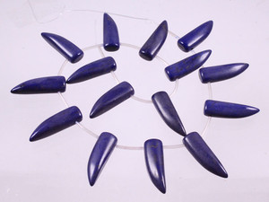 10x30mm Lapis Magnesite Lucky Horn Beads 15pcs 15.5" [t425l]