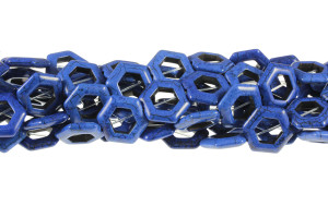 22mm Lapis Magnesite Hexagon Donut Beads 15.5" [t444l]