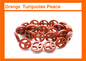 10mm Orange Magnesite Peace Beads 15.5" [t463h]