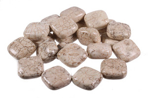 18mm White Turquoise Puff Square Beads 15.5" stabilized [t5aw18]