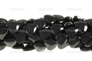 14mm Black Obsidian Puff Heart Beads 24pcs.
