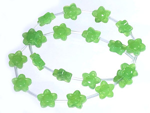 12mm Chrysoprase Flower Carved Beads 15.5" synthetic [u35a71]