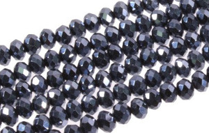 4x3mm Metallic Gray Glass Faceted Rondelle About 150 Bead 18" [uc1a15]