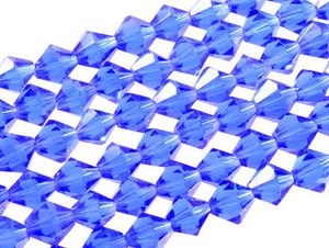6mm Sapphire Glass Faceted Bicone About 50 Bead 11" [uc22a14]