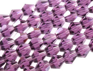 6mm Amethyst Glass Faceted Bicone About 50 Bead 11" [uc22a20]