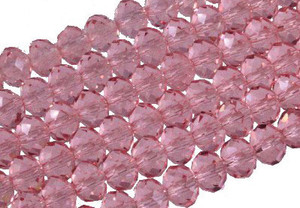6x4mm Pink Glass Faceted Rondelle About 100 Bead 17" [uc2a5]