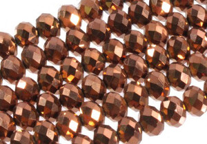 6x4mm Metallic Gold Glass Faceted Rondelle About 100 Bead 17" [uc2b18]