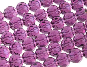 10mm Amethyst Glass Faceted Round About 35 Beads [uc9a20]