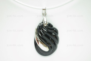 25x35mm Buffalo Horn Carved Designer Bead Pendant with 925 Silver Setting. [z5386]