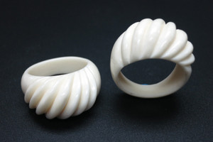 16mm Buffalo Bone Rope Dome Ring (ring size #9.5 19.5mm) [z1833]