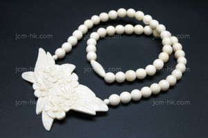 80X40mm Buffalo Bone Flower Beads Necklace 18" [z1857]