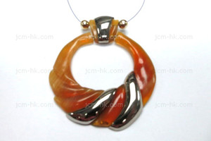 60X70mm Amber Horn Part Full Drill With 925 Silver Setting [z1894]