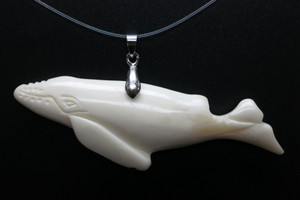 75x25mm Buffalo Bone Whale Designer Bead Pendant [z5507]