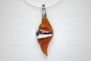 52x20mm Amber Horn Designer Bead Pendant with 925 Sterling Silver [z7393]