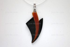 35x68mm Amber & Buffalo Horn Designer Bead Pendant [z7396]