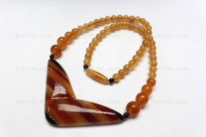 85x35mm Amber & Buffalo Horn Necklace 18" [z7655]