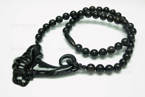 56x58mm Buffalo Horn & Onyx Beads Necklace 18" [z7692]