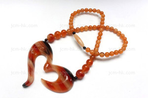 75x55mm Amber & Buffalo Horn Necklace 18" [z7760]
