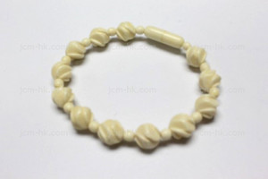 10mm Buffalo Bone Carved Beads Bracelet 7.5" [z7822]