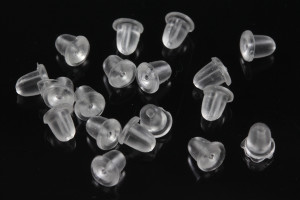 [x373a] 3x5mm Clear Rubber Bullet Clutch Earring Safety Backs, 5 Gram 120~140pcs.