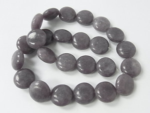 16mm Purple Jade Puff Coin Beads 15.5" [e405]