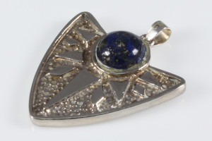 925 Sterling Silver 30x35mm A Grade Lapis Lazuli Pendant [e1141]