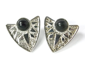 925 Sterling Silver 30x35mm Black Onyx Post Earring [e1150]