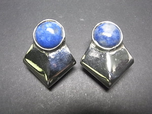 925 Sterling Silver 25x32mm A Grade Lapis Lazuli Post Earring [e1169]