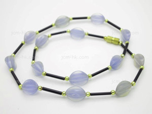 10x12mm Grey Stone Necklace 18" [e3064]