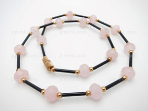 8x6mm Rose Quartz Necklace 17" [e3102]
