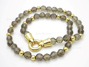8mm Rec.Smoky Topaz Necklace 18" & 14k Gold Plated Clasp [e3128]