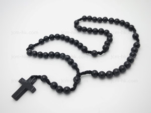 6mm Black Onyx Rosary Prayer with Cross 16" [e3175]