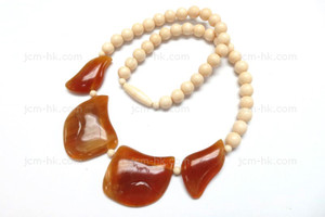 110x28mm Amber Horn & Buffalo Bone Necklace 18" [z7492]