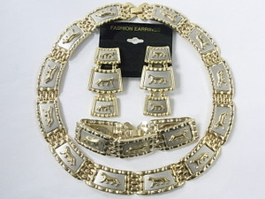 20mm High Quality Brass & Steel Necklace, Bracelet & Earring Set [e1553]