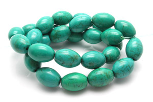 12x18mm Tibetan Turquoise Rice Beads 15.5" stabilized [t2c12]