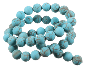 12mm Matte Blue Turquoise Round Beads 15.5" stabilized [12d21m]