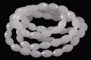 6x8mm Snow Quartz Faceted Rice Beads 15.5" [sc7b40]