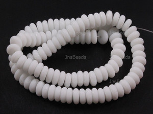 8mm Matte Reconstituted White Quartz Rondelle Beads 15.5"