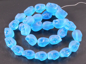 12mm Matte Aquamarine Skull Beads 15.5" synthetic [u91a34m]