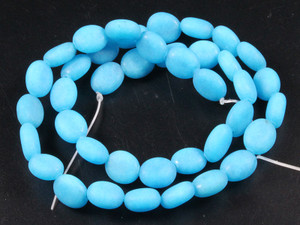 8x10mm Matte Turquoise Jade Oval Beads 15.5" dyed [wa255m]