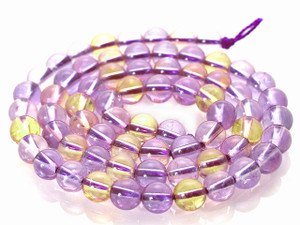 8mm Amethyst & Citrine Crystal Round Beads 15.5" natural [8r9]