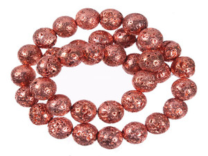 10mm Volcano Lava Rose Gold Round Beads 15.5" coated [10ker]