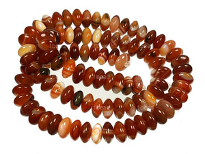8mm Red Banded Agate Rondelle Beads 15.5" heated [a318c]