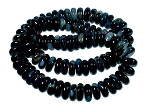 10mm Black Banded Agate Rondelle Beads 15.5" natural [a319b]