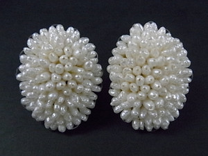 30x38mm Freshwater Pearl Sun Flower Earring , AA Grade Lustre [p204j]