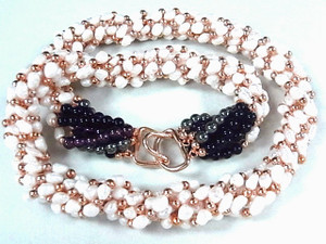 4-5mm 7-Row Freshwater Pearl Necklace 22" + Hematite, Onyx, Garnet , A Grade Lustre [p307r]