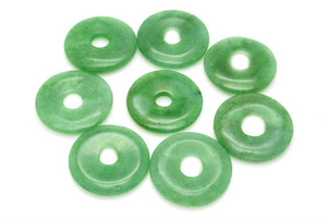 15mm Green Aventurine Donut Beads 3pcs. natural [y900c]
