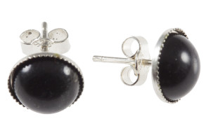 925 Sterling Silver 8mm Black Onyx Post Earring [y833a]